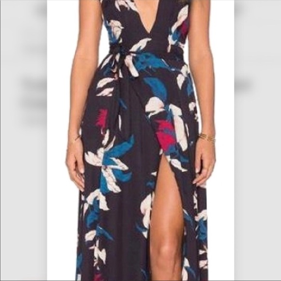 TulaRosa Floral Navy Wrap Dress - Picture 2 of 4